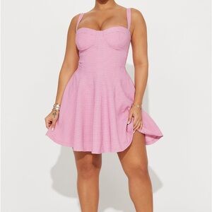 Pink n white mini dress